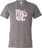 Breast Cancer T-shirt Go Fight Win Tri Blend V-Neck - Yoga Clothing for You