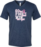 Breast Cancer T-shirt Go Fight Win Tri Blend V-Neck - Yoga Clothing for You