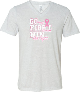 Breast Cancer T-shirt Go Fight Win Tri Blend V-Neck - Yoga Clothing for You