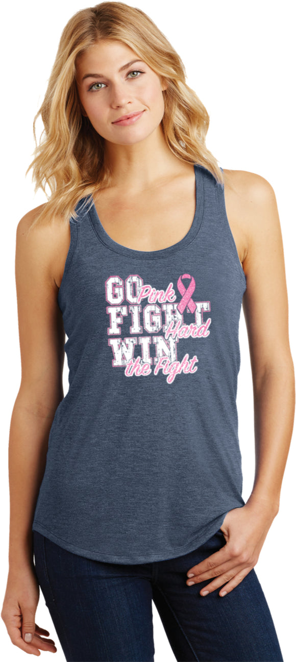 Ladies Breast Cancer Tank Top Go Fight Win Racerback - Yoga Clothing for You