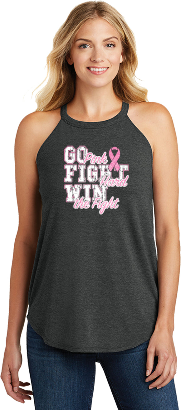 Ladies Breast Cancer Tank Top Go Fight Win Tri Rocker Tanktop - Yoga Clothing for You