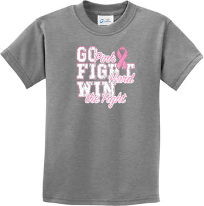 Kids Breast Cancer T-shirt Go Fight Win - Yoga Clothing for You