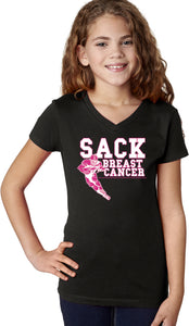 Girls Breast Cancer T-shirt Sack Cancer V-Neck - Yoga Clothing for You