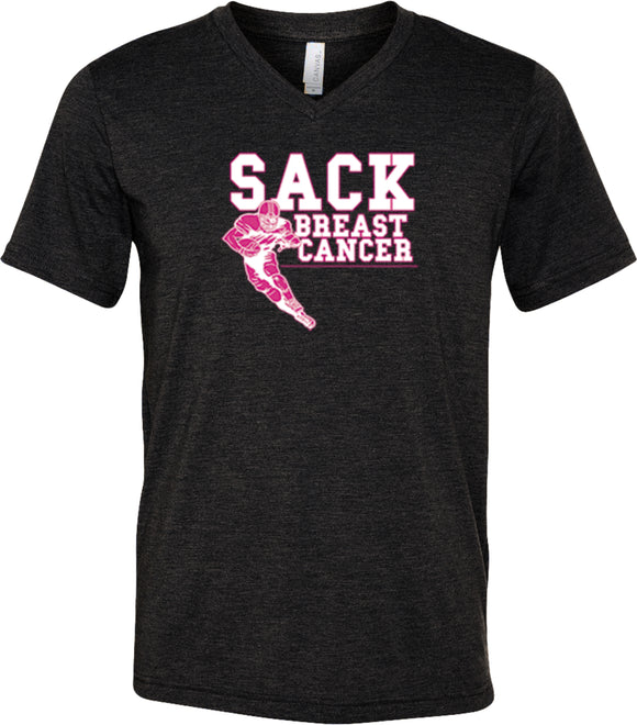 Breast Cancer T-shirt Sack Cancer Tri Blend V-Neck - Yoga Clothing for You