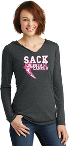 Ladies Breast Cancer T-shirt Sack Cancer Tri Blend Hoodie - Yoga Clothing for You
