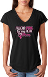 Ladies Breast Cancer T-shirt Pink For My Hero Triblend V-Neck - Yoga Clothing for You