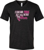 Breast Cancer T-shirt Pink For My Hero Tri Blend V-Neck - Yoga Clothing for You