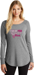 Ladies Breast Cancer Tee Pink For My Hero Tri Blend Long Sleeve - Yoga Clothing for You