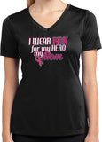 Ladies Breast Cancer T-shirt Pink For My Hero Dry Wicking V-Neck - Yoga Clothing for You