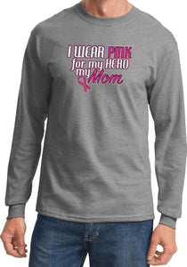 Breast Cancer T-shirt Pink For My Hero Long Sleeve - Yoga Clothing for You