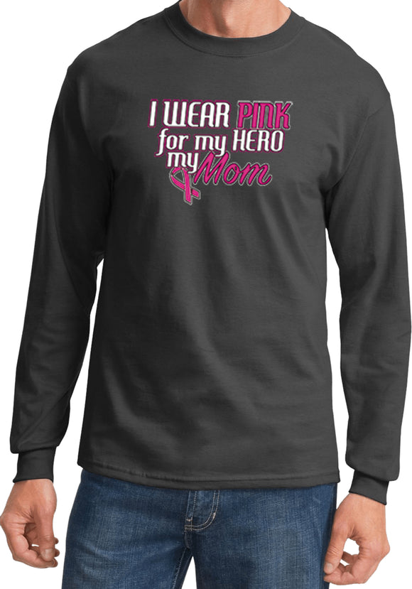 Breast Cancer T-shirt Pink For My Hero Long Sleeve - Yoga Clothing for You