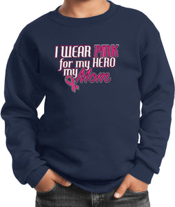 Kids Breast Cancer Sweatshirt Pink For My Hero - Yoga Clothing for You