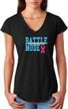 Ladies Breast Cancer T-shirt Battle Mode Triblend V-Neck - Yoga Clothing for You