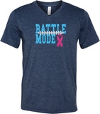 Breast Cancer T-shirt Battle Mode Tri Blend V-Neck - Yoga Clothing for You
