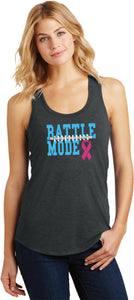 Ladies Breast Cancer Tank Top Battle Mode Racerback - Yoga Clothing for You