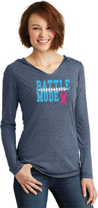 Ladies Breast Cancer T-shirt Battle Mode Tri Blend Hoodie - Yoga Clothing for You