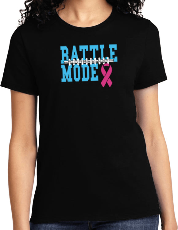 Ladies Breast Cancer T-shirt Battle Mode Tee - Yoga Clothing for You