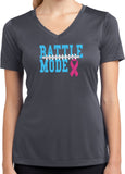 Ladies Breast Cancer T-shirt Battle Mode Moisture Wicking V-Neck - Yoga Clothing for You