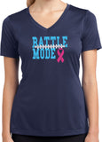 Ladies Breast Cancer T-shirt Battle Mode Moisture Wicking V-Neck - Yoga Clothing for You