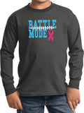 Kids Breast Cancer T-shirt Battle Mode Youth Long Sleeve - Yoga Clothing for You
