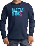 Kids Breast Cancer T-shirt Battle Mode Youth Long Sleeve - Yoga Clothing for You