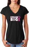Ladies Breast Cancer Awareness T-shirt Dream Big Triblend V-Neck - Yoga Clothing for You