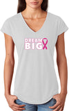 Ladies Breast Cancer Awareness T-shirt Dream Big Triblend V-Neck - Yoga Clothing for You