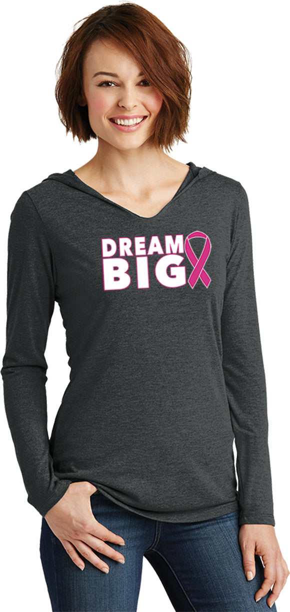 Ladies Breast Cancer Awareness Shirt Dream Big Tri Blend Hoodie - Yoga Clothing for You