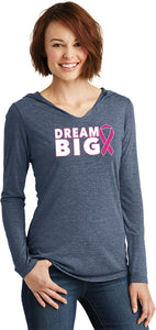 Ladies Breast Cancer Awareness Shirt Dream Big Tri Blend Hoodie - Yoga Clothing for You