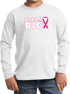 Kids Breast Cancer Awareness T-shirt Dream Big Youth Long Sleeve - Yoga Clothing for You