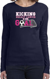 Ladies Breast Cancer Tee Kicking Cancer is Our Goal Long Sleeve - Yoga Clothing for You