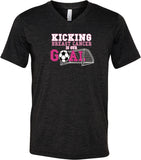Breast Cancer T-shirt Kicking Cancer is Our Goal Tri Blend VNeck - Yoga Clothing for You
