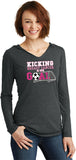 Breast Cancer Kicking Cancer is Our Goal Ladies Tri Blend Hoodie - Yoga Clothing for You