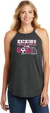 Breast Cancer Kicking Cancer is Our Goal Ladies Tri Rocker Tank - Yoga Clothing for You