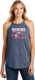 Breast Cancer Kicking Cancer is Our Goal Ladies Tri Rocker Tank - Yoga Clothing for You