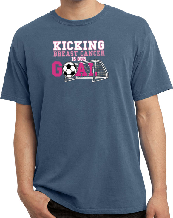 Breast Cancer Shirt Kicking Cancer is Our Goal Pigment Dyed Tee - Yoga Clothing for You