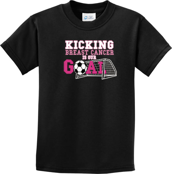 Kids Breast Cancer T-shirt Kicking Cancer is Our Goal Youth Tee - Yoga Clothing for You