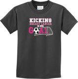 Kids Breast Cancer T-shirt Kicking Cancer is Our Goal Youth Tee - Yoga Clothing for You