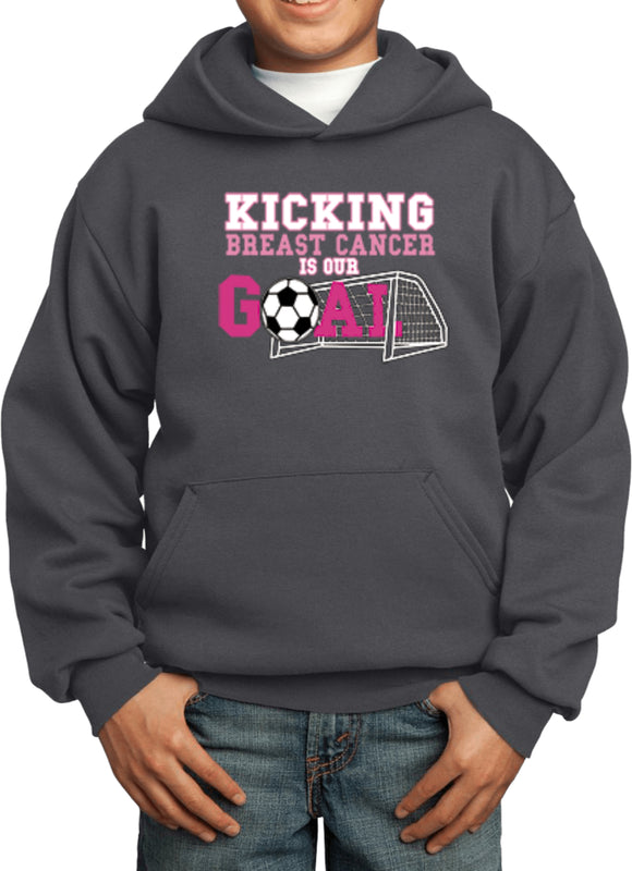 Kids Breast Cancer Hoodie Kicking Cancer is Our Goal - Yoga Clothing for You