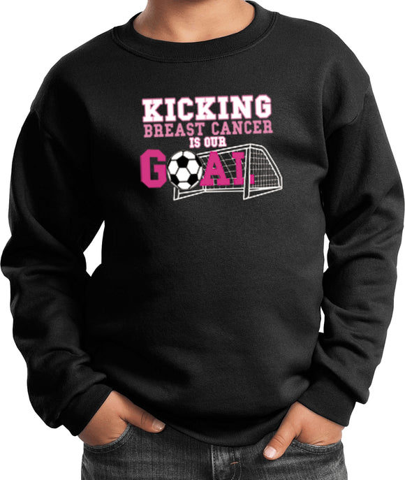 Kids Breast Cancer Sweatshirt Kicking Cancer is Our Goal - Yoga Clothing for You