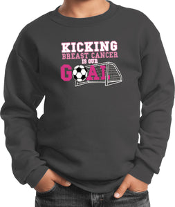 Kids Breast Cancer Sweatshirt Kicking Cancer is Our Goal - Yoga Clothing for You