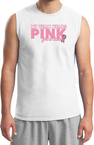 Breast Cancer T-shirt My Team Wears Pink Muscle Shirt - Yoga Clothing for You