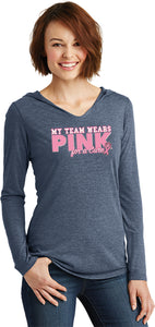 Ladies Breast Cancer T-shirt My Team Wears Pink Tri Blend Hoodie - Yoga Clothing for You