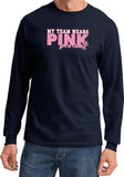Breast Cancer T-shirt My Team Wears Pink Long Sleeve - Yoga Clothing for You