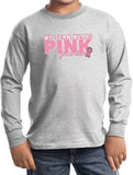 Kids Breast Cancer T-shirt My Team Wears Pink Youth Long Sleeve - Yoga Clothing for You