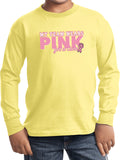 Kids Breast Cancer T-shirt My Team Wears Pink Youth Long Sleeve - Yoga Clothing for You