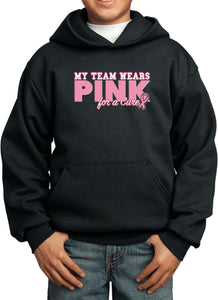 Kids Breast Cancer Hoodie My Team Wears Pink Youth Hoody - Yoga Clothing for You