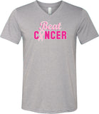 Breast Cancer T-shirt Beat Cancer Tri Blend V-Neck - Yoga Clothing for You