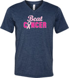 Breast Cancer T-shirt Beat Cancer Tri Blend V-Neck - Yoga Clothing for You
