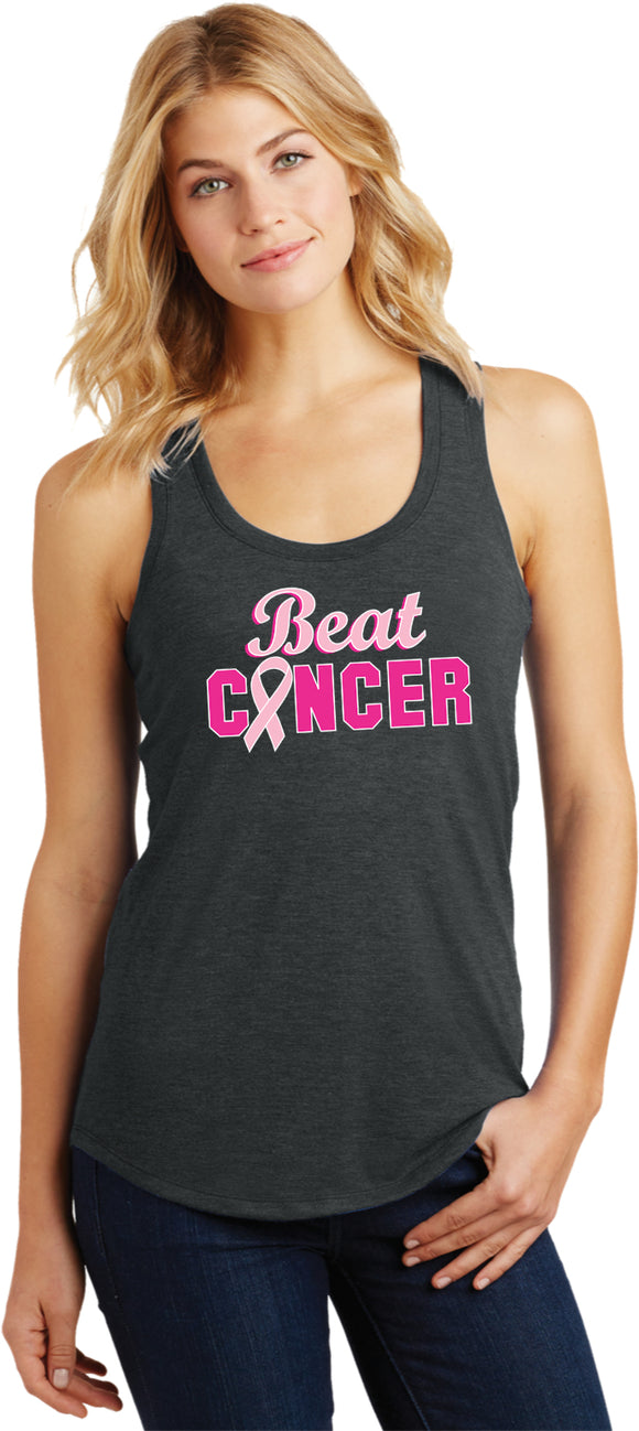 Ladies Breast Cancer Tank Top Beat Cancer Racerback - Yoga Clothing for You